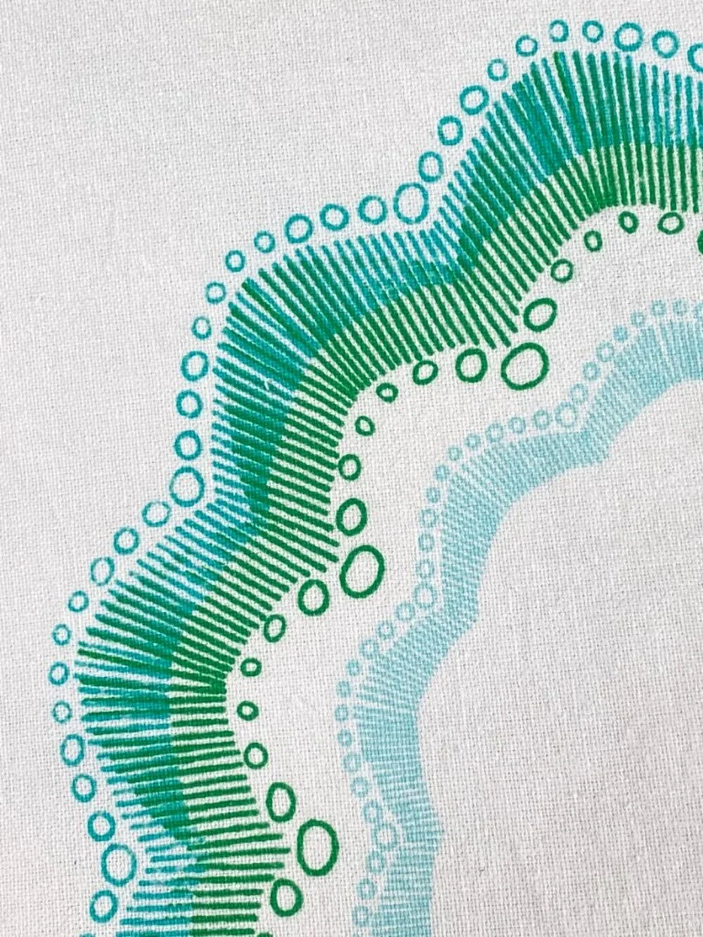 Vintage Green Circles Organic Abstract Cotton Round Tablecloth 64